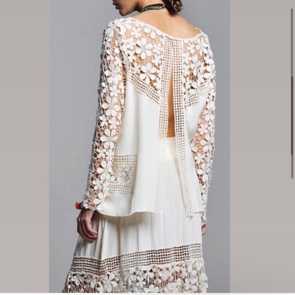 ALEXIS Zuzana Silk Lace Top in ivory size S